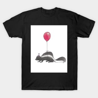 Skunk with Balloon - Happy Birthday T-Shirt